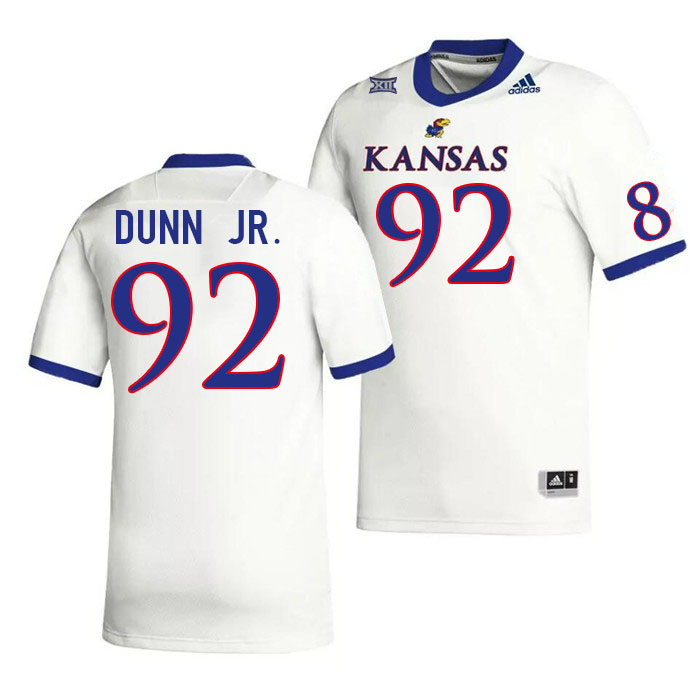 Men #92 Tommy Dunn Jr. Kansas Jayhawks College Football Jerseys Stitched Sale-White